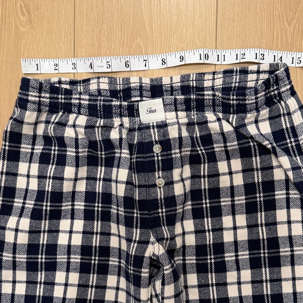 Aritzia Slowdown 100% Cotton Plaid Low Rise Wide Leg Pants - Picture 4 of 8